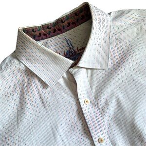 Robert Graham Rainbow Confetti Pattern Flip Cuff Long Sleeve Button Up Size XXL